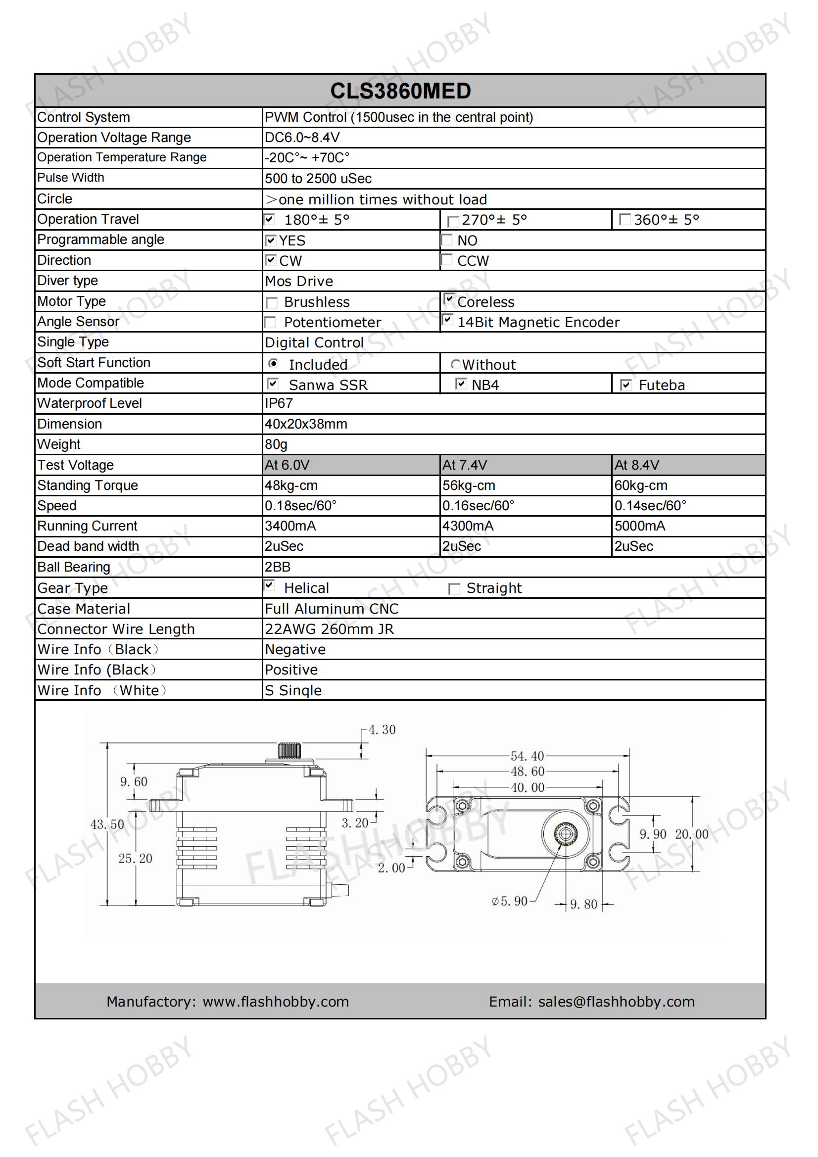 CLS3860MED 60kg Coreless szervo